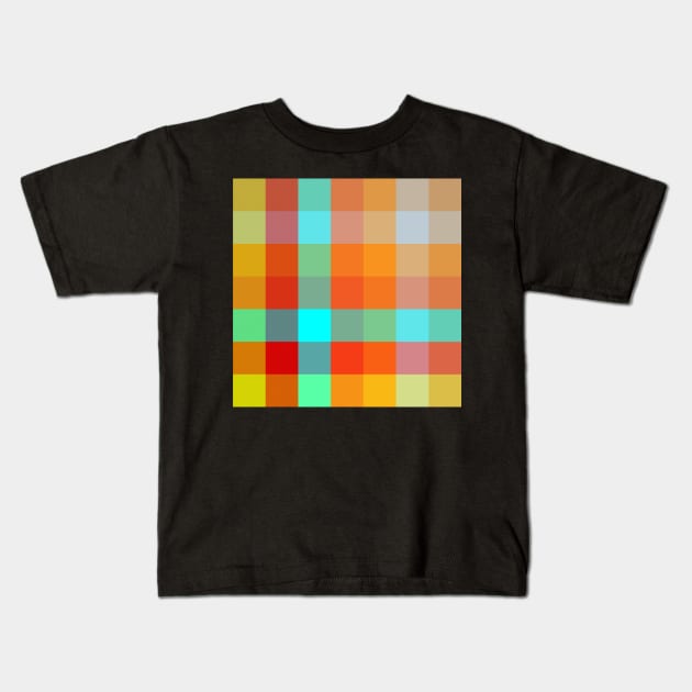 Colorful square check pattern Kids T-Shirt by satyam012